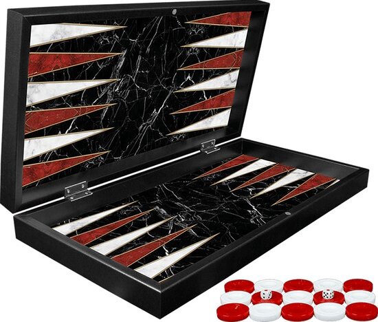 Backgammon zwart/wit - Maat S 25cm