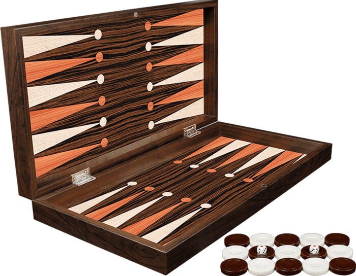Backgammon Ebbenhouten bordspel - Maat S 25cm
