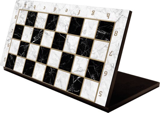 Inklapbaar schaakbord zwart/wit - hout - Maat XXL 43cm