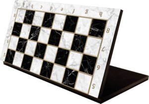 Inklapbaar schaakbord wit/marmer - Maat XL 37cm