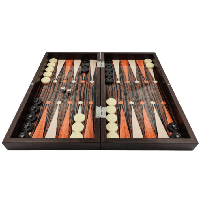 Luxe ebbenhouten backgammon bord plus schaakstukken (combiset)