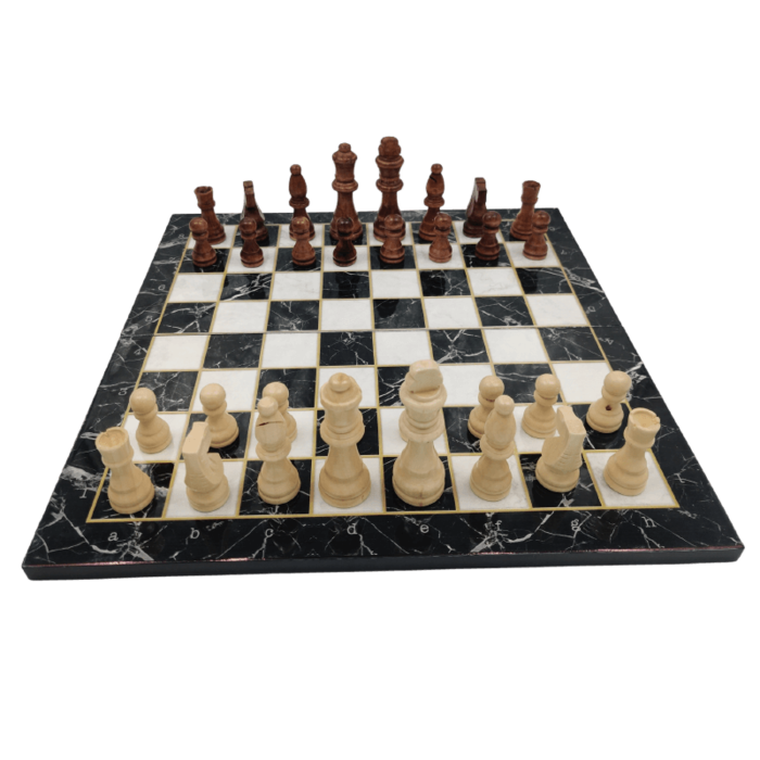Extra groot inklapbaar schaakbord van zwart marmerprint