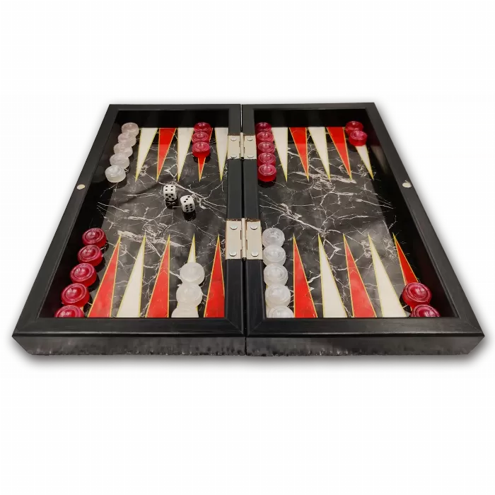 Backgammon zwart/wit - Maat S 25cm